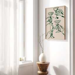 Cocktail Print, Minimal Line Art Wall Decor, Martini Illustration Poster, Kitchen Bar Cart Dining Room - thumbnail 3