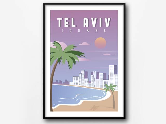 Tel Aviv Retro Travel Poster Israel City Art Print - image 1