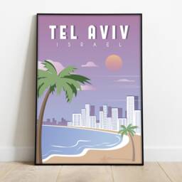 Tel Aviv Retro Travel Poster Israel City Art Print - thumbnail 2