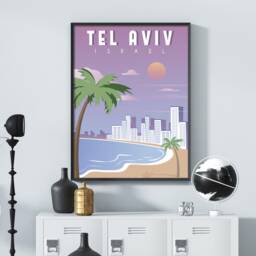Tel Aviv Retro Travel Poster Israel City Art Print - thumbnail 3