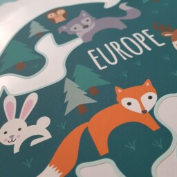 Personalized World Map Wall Decal Jungle Animals Nursery Decor - thumbnail 3
