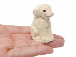 Unfinished Diy Wooden Dog Figurine - Hand Carved Puppy Rustic Gift - thumbnail 1