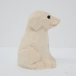 Unfinished Diy Wooden Dog Figurine - Hand Carved Puppy Rustic Gift - thumbnail 2