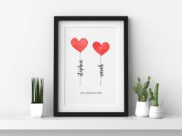 Personalised Wedding Anniversary Gift, Love Heart Print, Professional Fine Art Archival Paper - thumbnail 1
