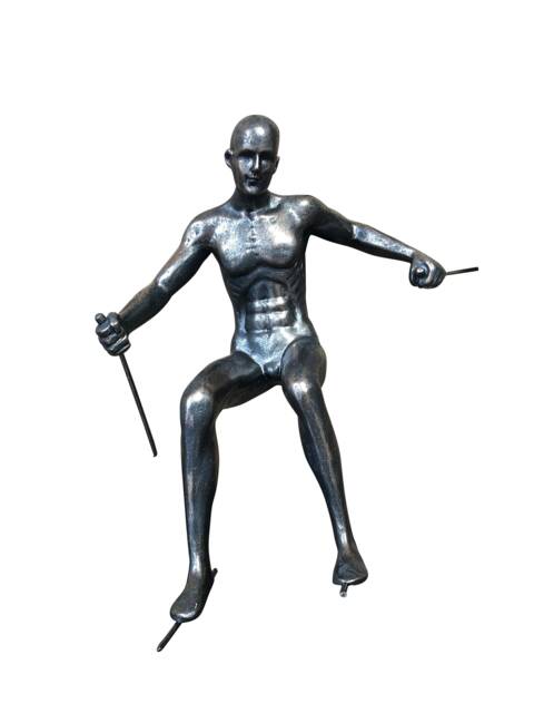 1x Large Skier Man Wall Sculpture in Bronze Colour An Inspiring Downhill Skiing At A Dash - image 1