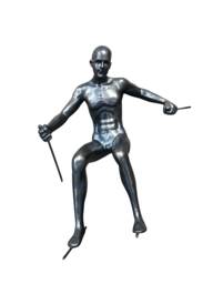 1x Large Skier Man Wall Sculpture in Bronze Colour An Inspiring Downhill Skiing At A Dash - thumbnail 1