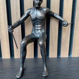 1x Large Skier Man Wall Sculpture in Bronze Colour An Inspiring Downhill Skiing At A Dash - thumbnail 3