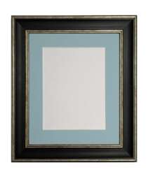 Scandi Black & Distressed Silver Picture Frame With Blue Mount - thumbnail 1