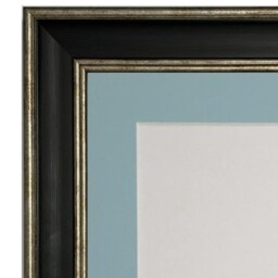Scandi Black & Distressed Silver Picture Frame With Blue Mount - thumbnail 2