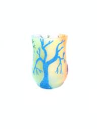 Painted Tree Candle Holder Hand Rainbow Trees Light Tea - thumbnail 1