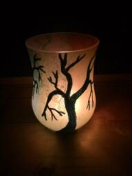Painted Tree Candle Holder Hand Rainbow Trees Light Tea - thumbnail 4