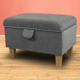 Handmade Grey Velvet Storage Ottoman - Upholstered Pouffe Footstool Bespoke British Made