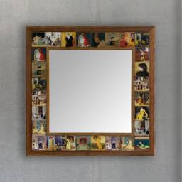 Handmade Mosaic Tile Mirror, Wooden Frame, Decorative Wall Hanging, Osman Hamdi Design, Etnic Mirrors - thumbnail 2
