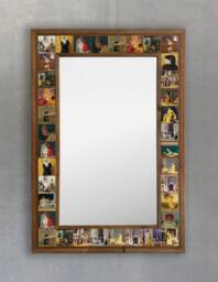 Handmade Mosaic Tile Mirror, Wooden Frame, Decorative Wall Hanging, Osman Hamdi Design, Etnic Mirrors - thumbnail 1