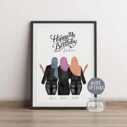 Personalised Muslim Best Friends Gift, Friend Poster, Hijab, Art, Birthday Gift - thumbnail 3