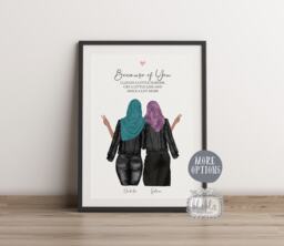 Personalised Muslim Best Friends Gift, Friend Poster, Hijab, Art, Birthday Gift - thumbnail 1