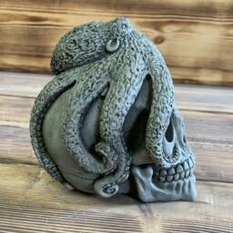 Stone Garden Octopus Skull Gothic Human Head Ornament Statue - thumbnail 4