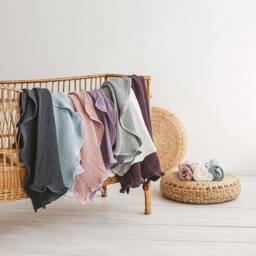 Organic Linen Baby Blanket, Towel, Breathable Infant Shower Gift, Natural Toddler Handmade - thumbnail 2
