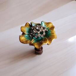 Dark Bronze Lamp Shade Finial With Crystal Floral Topper, Set Of 2 - thumbnail 2