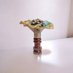 Dark Bronze Lamp Shade Finial With Crystal Floral Topper, Set Of 2 - thumbnail 1