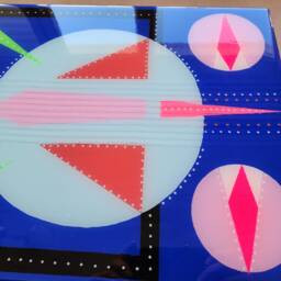 Hand Painted Epoxy Resin Coffee Table, Blue Retro Pop Art Side Table - thumbnail 4