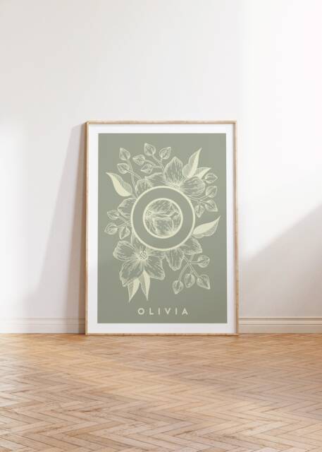 Personalised Floral Name Print - Wild Flower Playroom Artwork Nursery Decor Girls Room Colourful Illustration Baby Shower Gift - image 1