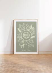 Personalised Floral Name Print - Wild Flower Playroom Artwork Nursery Decor Girls Room Colourful Illustration Baby Shower Gift - thumbnail 1