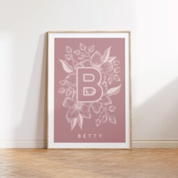 Personalised Floral Name Print - Wild Flower Playroom Artwork Nursery Decor Girls Room Colourful Illustration Baby Shower Gift - thumbnail 2