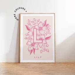 Personalised Floral Name Print - Wild Flower Playroom Artwork Nursery Decor Girls Room Colourful Illustration Baby Shower Gift - thumbnail 3