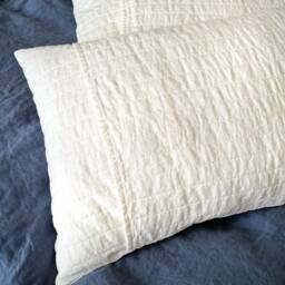 Quilted Linen Pillowcases - Set Of 2 Stonewashed Flax, Country Style - thumbnail 1