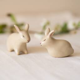 Handmade Ceramic Rabbit Couple - thumbnail 2