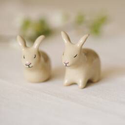 Handmade Ceramic Rabbit Couple - thumbnail 3