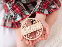 Wooden Snowflake Ornaments, Christmas Tree Decorations, Ornament, Custom Gift - thumbnail 1