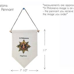 Large St Philomena Banner - Catholic Wall Decor Patron Of Youth & Infants Linen Pennant Baptism Or Confirmation Gift - thumbnail 2