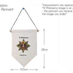 Large St Philomena Banner - Catholic Wall Decor Patron Of Youth & Infants Linen Pennant Baptism Or Confirmation Gift - thumbnail 3