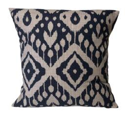"Iliv Marrakech Ink Blue Ikat Aztecrint Cushion Cover 16"" 18" - thumbnail 1