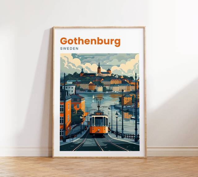 Gothenburg Print - Travel Poster Sweden Wall Art - image 1