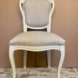 Shabby Chic French Style Dining Chair Set Vintage Refurbished, Custom Fabric - thumbnail 4