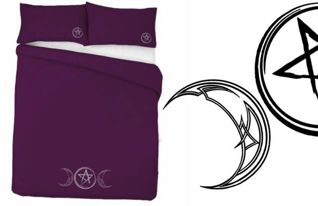 Gothic Pentacle Duvet Cover, Goddess Bedding - Black Or Purple - image 1