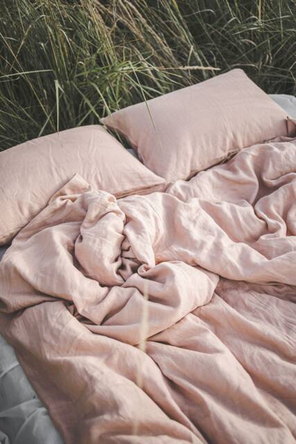 Linen Pillow Case, Pink Blush Cover, Scandinavian Decor, Designer Home Textiles, Natural Spring Bedding - image 1