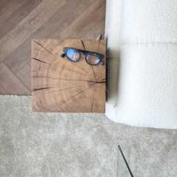 Handcrafted Solid Oak Nightstand With Black Metal Base & Real Acorn Detail - thumbnail 3