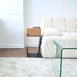 Handcrafted Solid Oak Nightstand With Black Metal Base & Real Acorn Detail - thumbnail 2