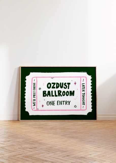 Ozdust Ballroom Singular Ticket Art Print Poster, Movie Theatre London West End Broadway Modern Kitchen Bedroom Decor, Bar Cart - image 1