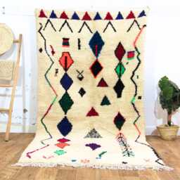 Handmade Beni Ourain Style Wool Rug, Colorful Bohemian Decor - thumbnail 2