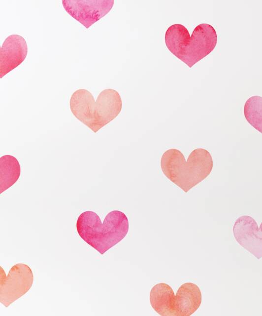 Watercolor Hearts Wall Stickers Pink Peel & Stick Decals - image 1