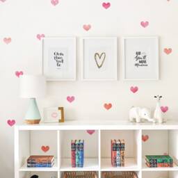 Watercolor Hearts Wall Stickers Pink Peel & Stick Decals - thumbnail 2