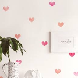 Watercolor Hearts Wall Stickers Pink Peel & Stick Decals - thumbnail 3