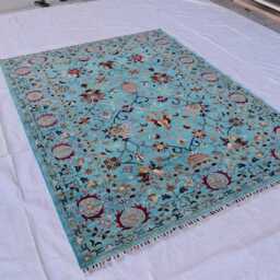 Handmade Afghan Wool Chobi Rug 7.11x6.1 Ft, Traditional Design - thumbnail 2