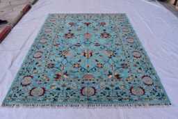 Handmade Afghan Wool Chobi Rug 7.11x6.1 Ft, Traditional Design