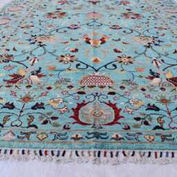 Handmade Afghan Wool Chobi Rug 7.11x6.1 Ft, Traditional Design - thumbnail 3